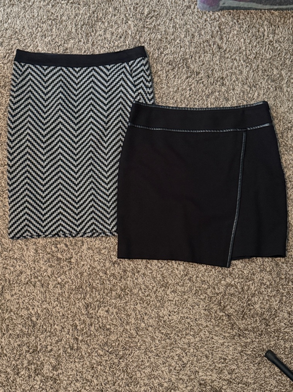 Trina Turk Black Chevron & WHBM Solid Black Pencil Skirt Duo